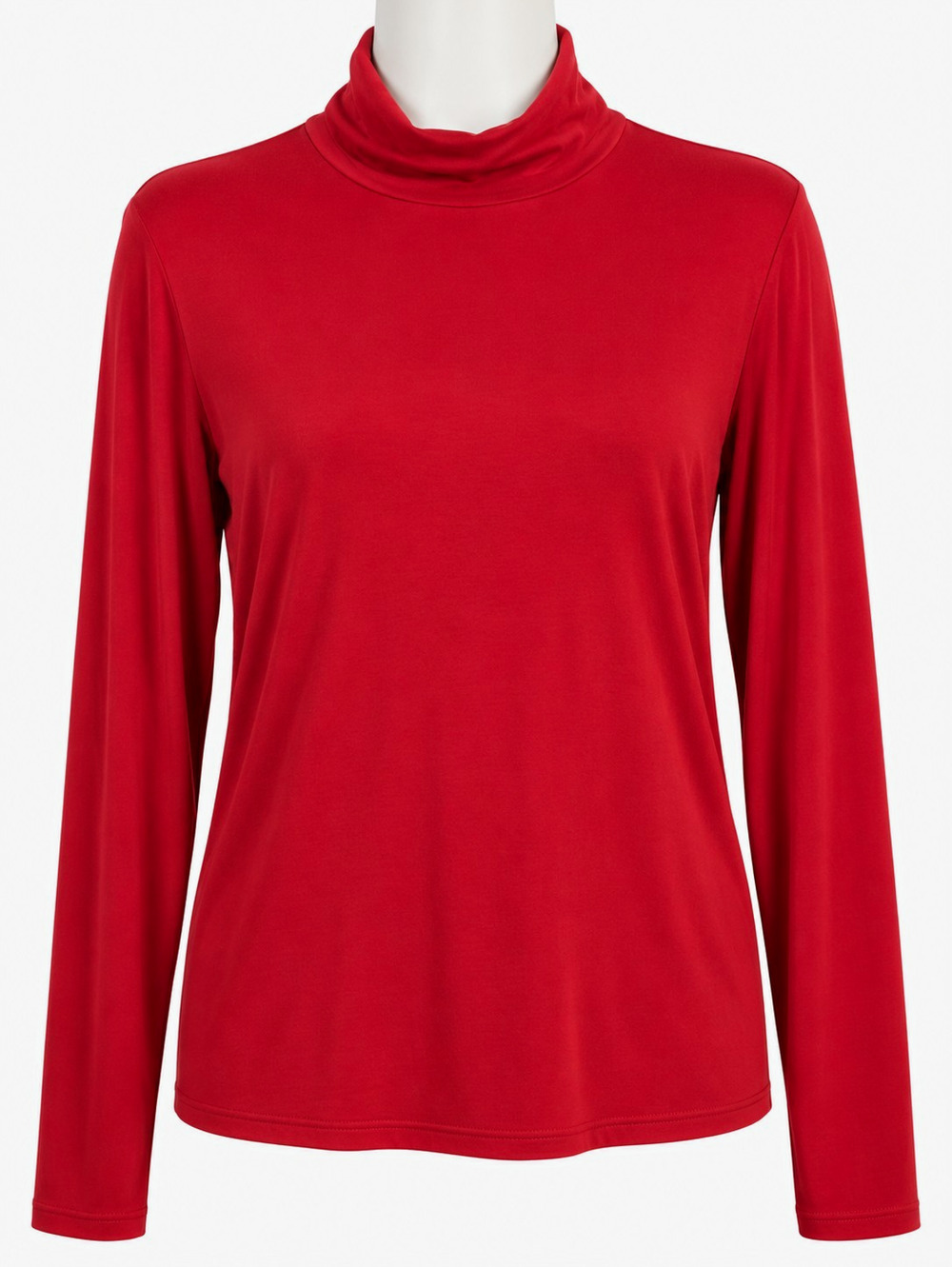 Chico's Travelers Red Turtleneck Top Womens Size M Knit Long Sleeve Pullover